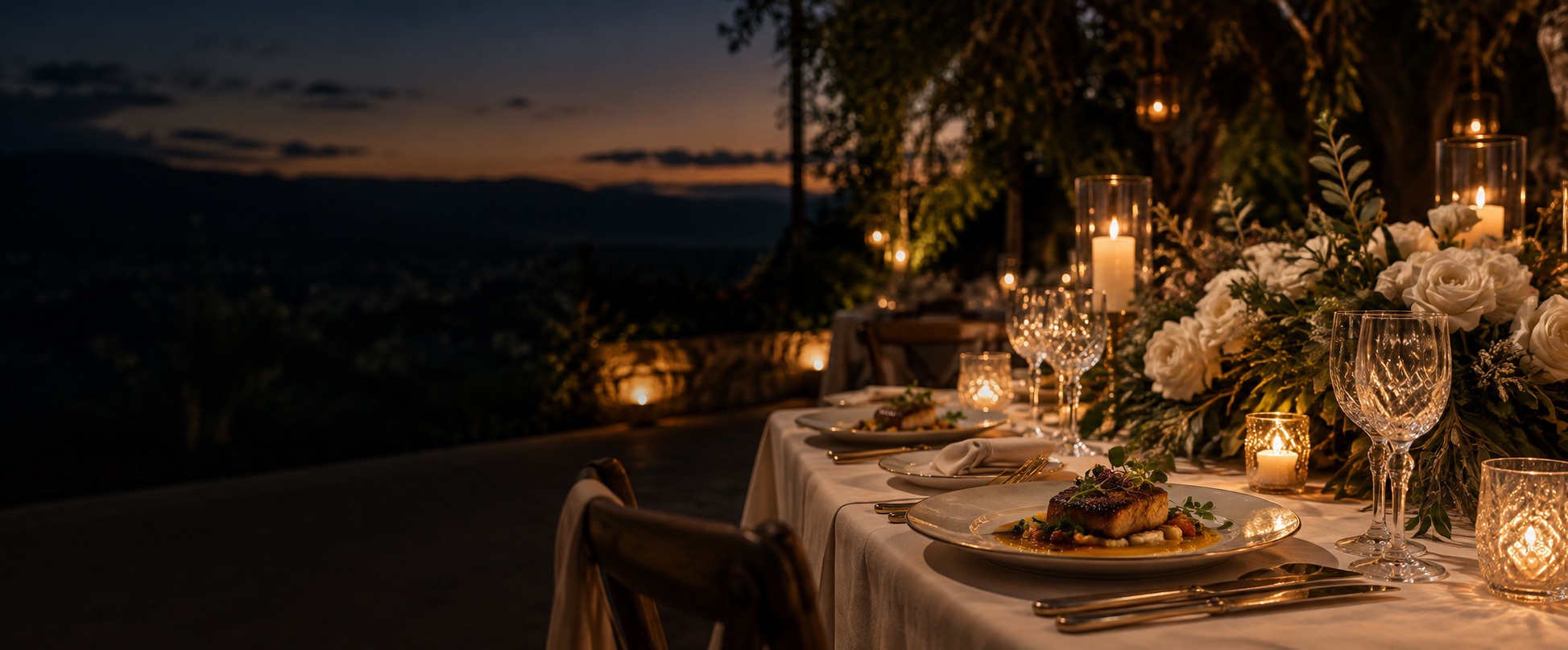 Mesa de banquete elegante, imagen de ambientación