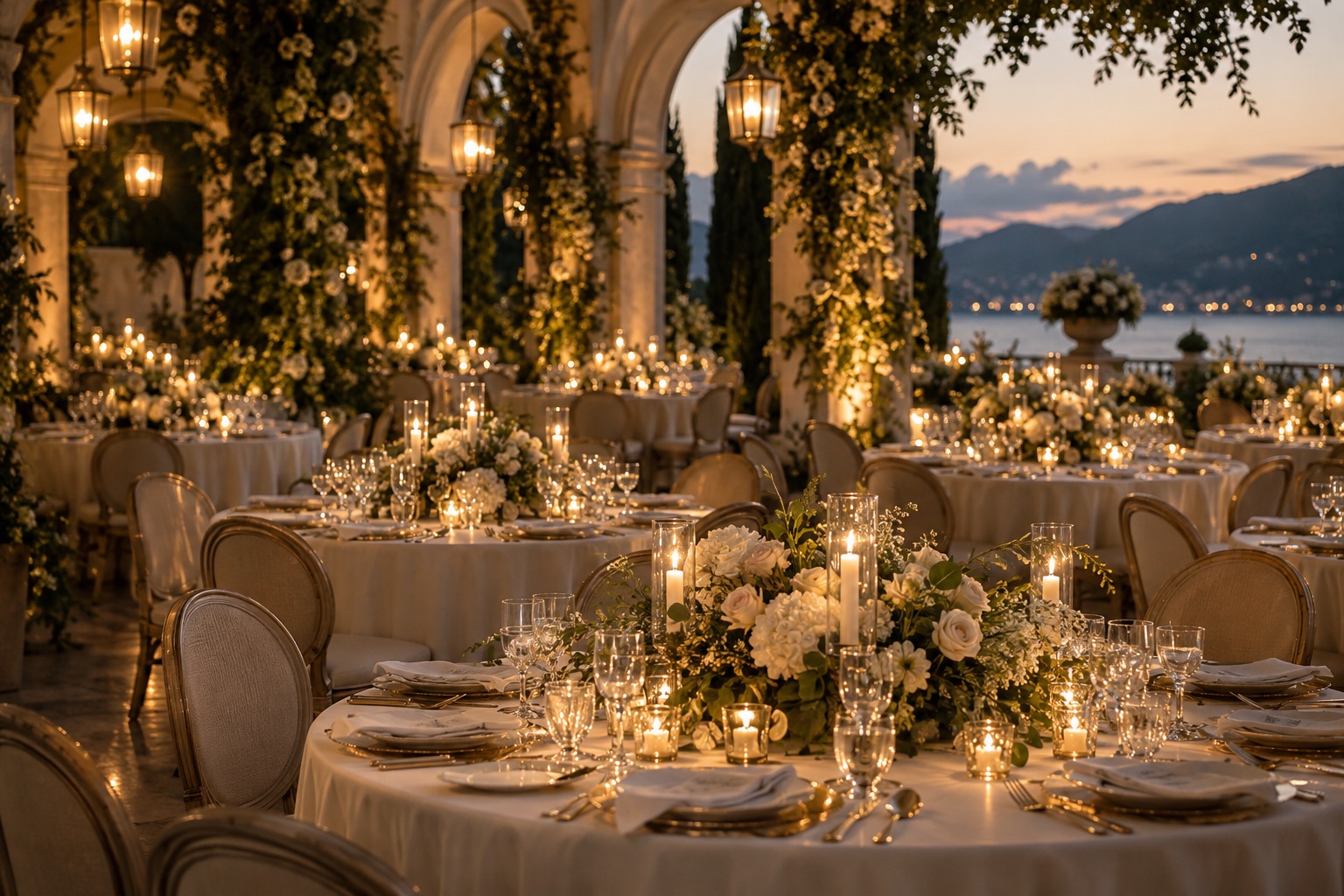 Fotografía de ambientación de un banquete elegante